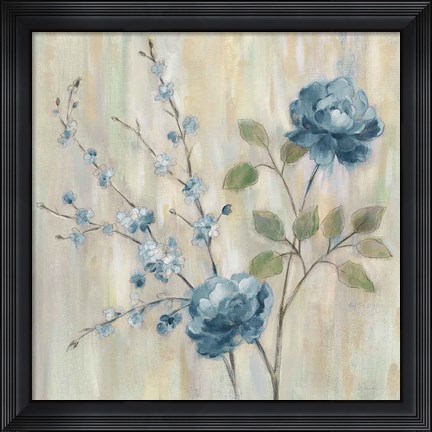Framed Contemporary Chinoiserie Blue Print