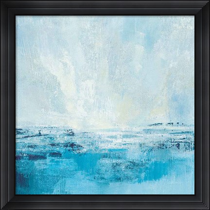Framed Coastal View II Aqua Print