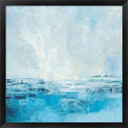 Framed Coastal View II Aqua Print