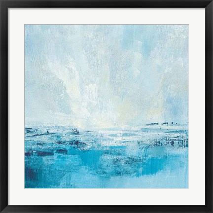 Framed Coastal View II Aqua Print