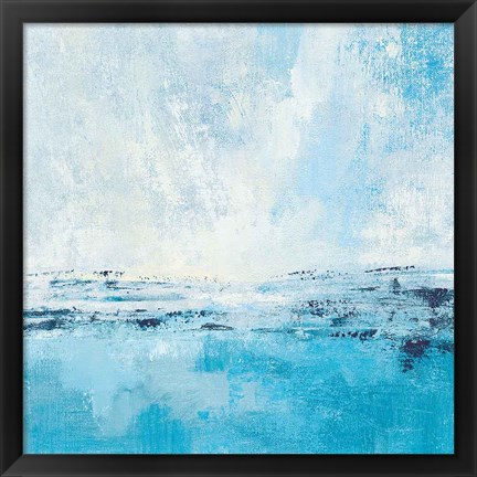 Framed Coastal View I Aqua Print