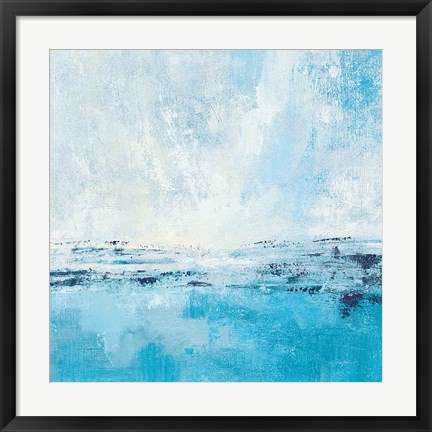 Framed Coastal View I Aqua Print