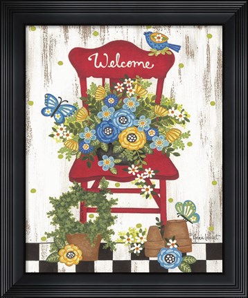 Framed Welcome Garden Chair Print