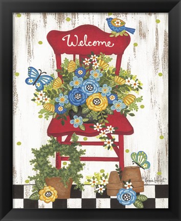 Framed Welcome Garden Chair Print