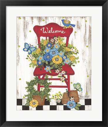 Framed Welcome Garden Chair Print