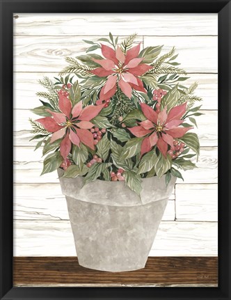 Framed Pot of Poinsettias Print