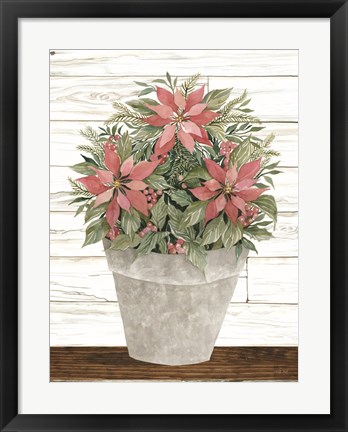 Framed Pot of Poinsettias Print