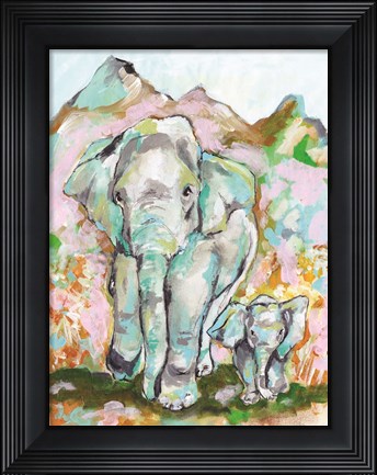Framed Elephant Stroll Print