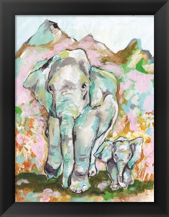 Framed Elephant Stroll Print