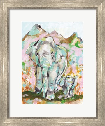 Framed Elephant Stroll Print