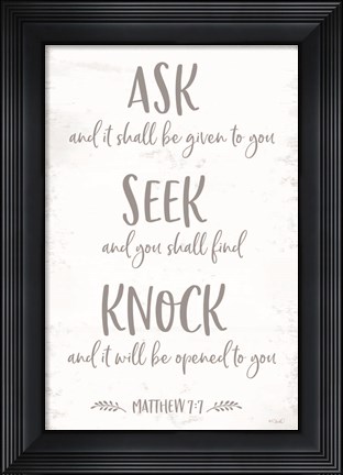 Framed Mathew 7:7 Print