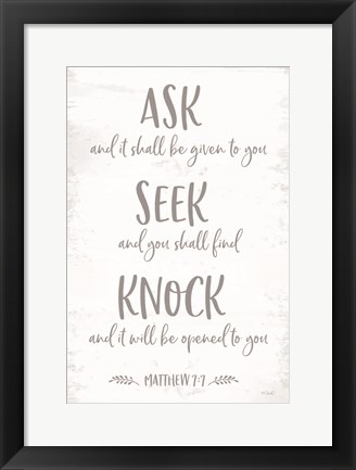 Framed Mathew 7:7 Print