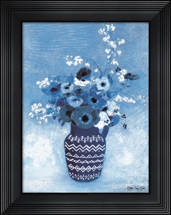 Framed Moody Blue Floral Print