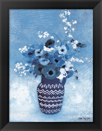 Framed Moody Blue Floral Print