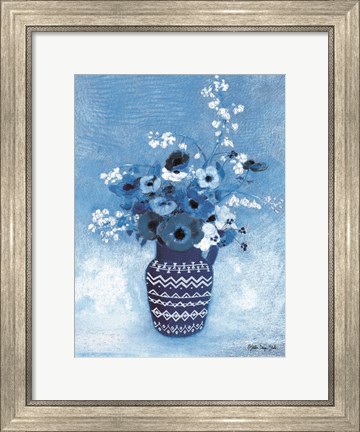 Framed Moody Blue Floral Print