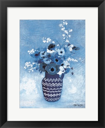 Framed Moody Blue Floral Print