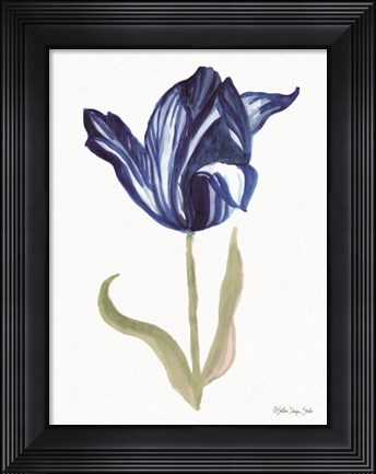 Framed Blue Flower Stem I Print