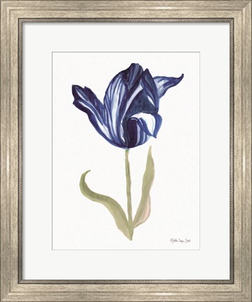 Framed Blue Flower Stem I Print