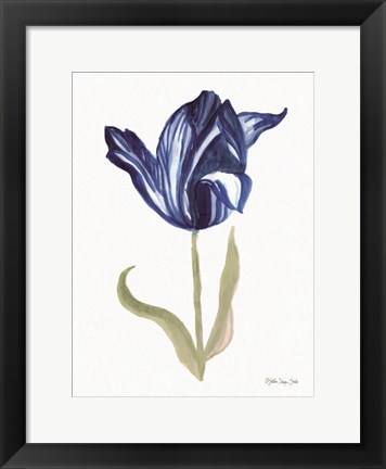 Framed Blue Flower Stem I Print