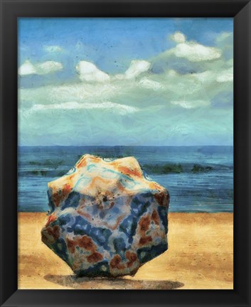 Framed Beach Umbrella III Print