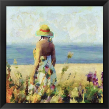 Framed Morning Meadow Stroll I Print