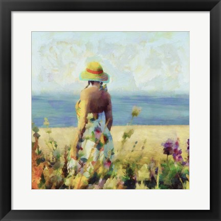 Framed Morning Meadow Stroll I Print