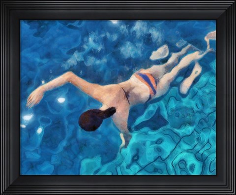 Framed Morning Swimming I Print