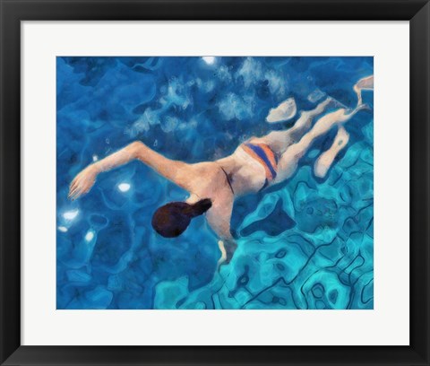 Framed Morning Swimming I Print