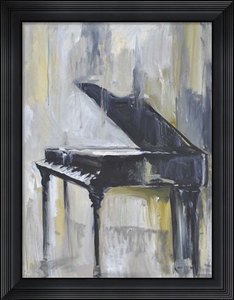 Framed Piano in Gold I Print