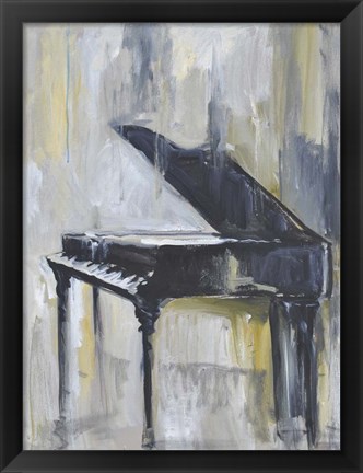 Framed Piano in Gold I Print