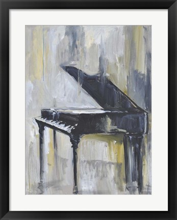 Framed Piano in Gold I Print