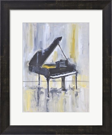 Framed Piano in Gold II Print