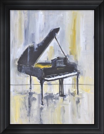 Framed Piano in Gold II Print