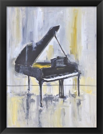 Framed Piano in Gold II Print