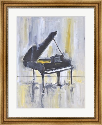 Framed Piano in Gold II Print