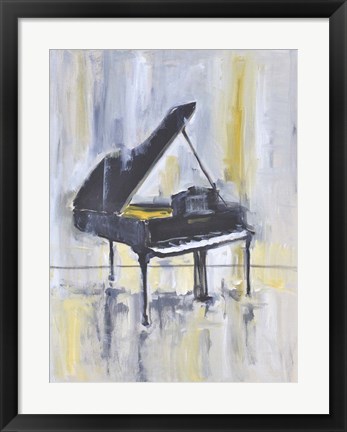 Framed Piano in Gold II Print