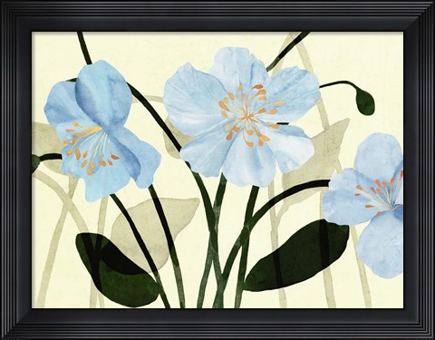 Framed Blue Poppies I Print
