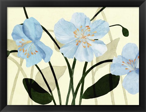 Framed Blue Poppies I Print