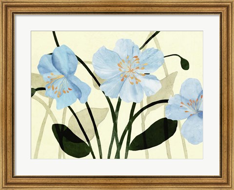 Framed Blue Poppies I Print