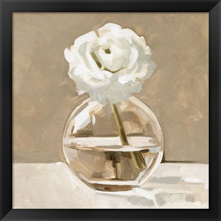 Framed Neutral Bud Vase I Print