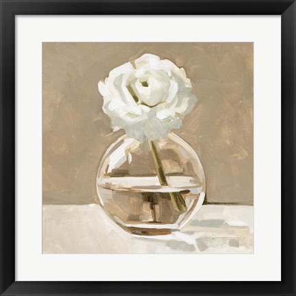 Framed Neutral Bud Vase I Print