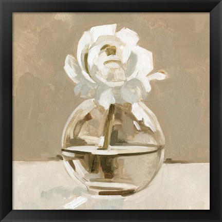 Framed Neutral Bud Vase II Print