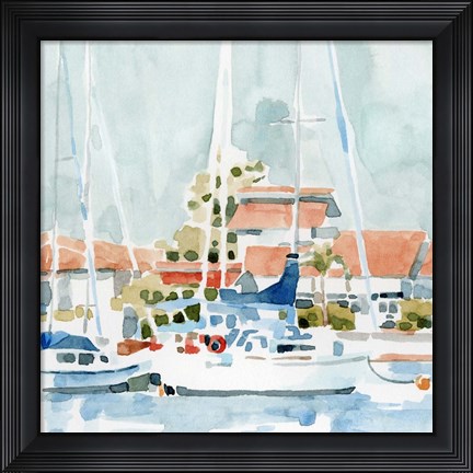 Framed Beach Town Summer I Print
