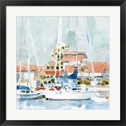 Framed Beach Town Summer I Print