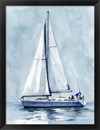 Framed Lone Sailboat I Print