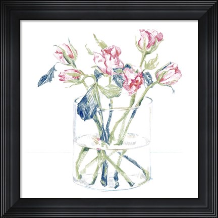 Framed Hockney Roses I Print