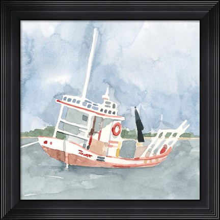 Framed Bright Fishing Boat II Print
