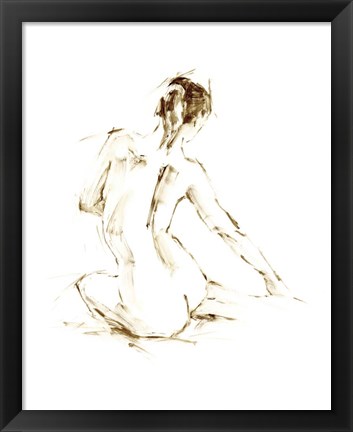 Framed Drybrush Figure Study I Print