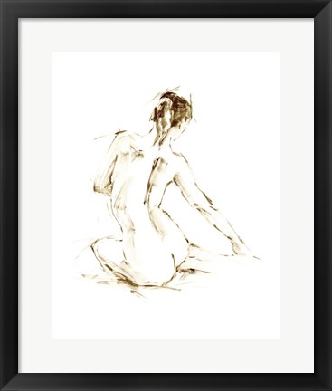 Framed Drybrush Figure Study I Print