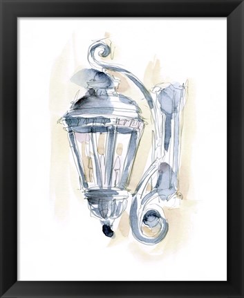 Framed Watercolor Street Lamp II Print